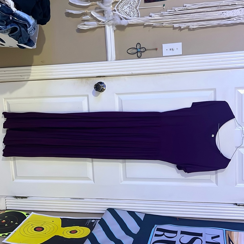 Tight fitted dark purple dress